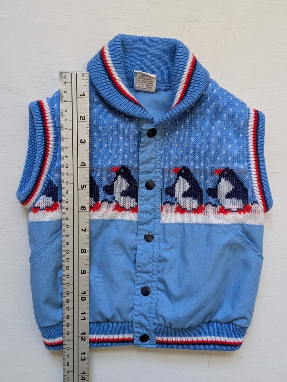 Vintage Light Blue Penguin Vest 18 Months - Picture 9 of 10